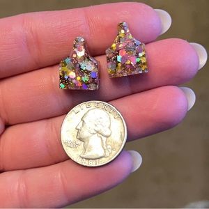 Cattle tag, glitter earrings